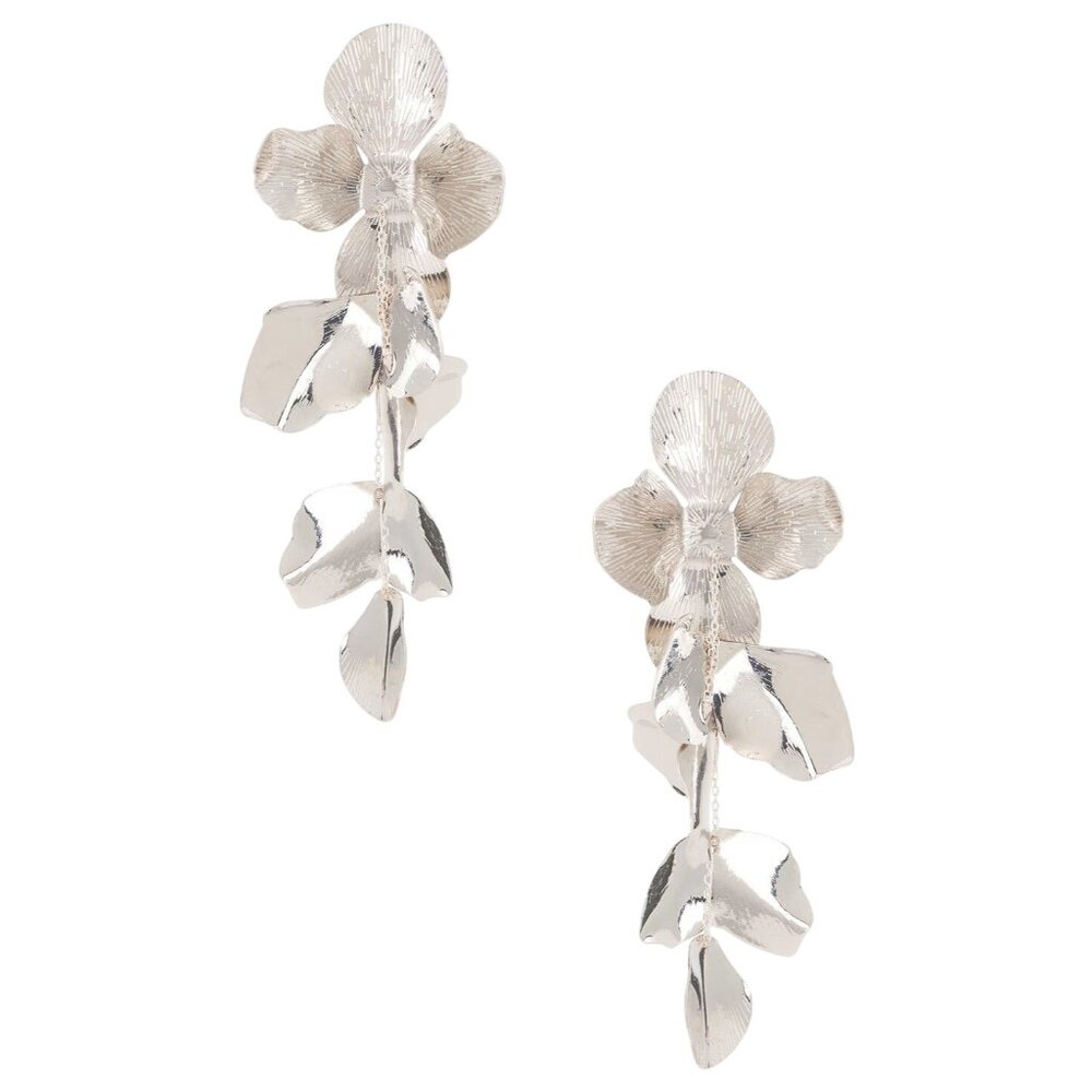 SHASHI Ruellia Large Earrings in Silver New Womens Dankle Drop Floral Chandelier